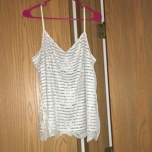 Maurices white and navy spaghetti strap tank top